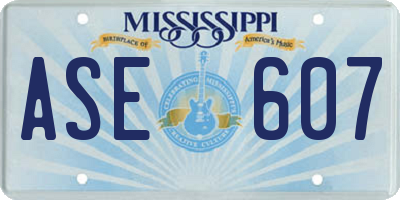 MS license plate ASE607