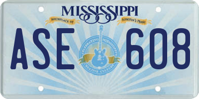 MS license plate ASE608
