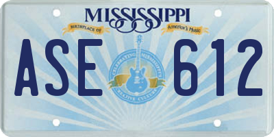 MS license plate ASE612