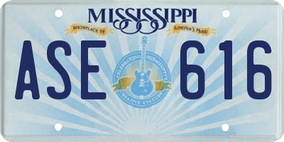 MS license plate ASE616