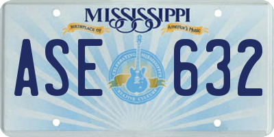 MS license plate ASE632