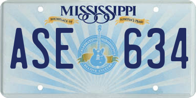 MS license plate ASE634