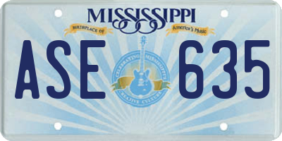 MS license plate ASE635