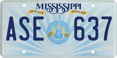 MS license plate ASE637