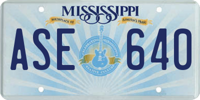 MS license plate ASE640