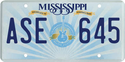 MS license plate ASE645