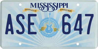 MS license plate ASE647