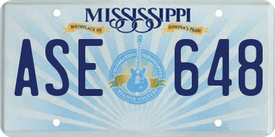 MS license plate ASE648