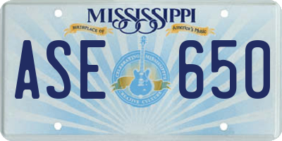 MS license plate ASE650