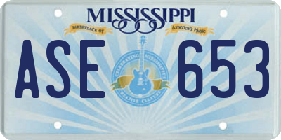 MS license plate ASE653