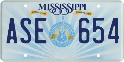 MS license plate ASE654