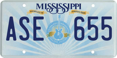 MS license plate ASE655
