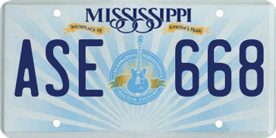 MS license plate ASE668