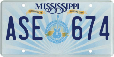 MS license plate ASE674
