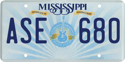 MS license plate ASE680