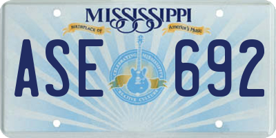 MS license plate ASE692