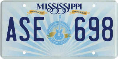 MS license plate ASE698