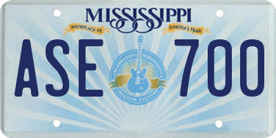 MS license plate ASE700