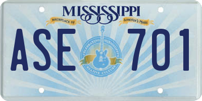 MS license plate ASE701