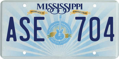 MS license plate ASE704