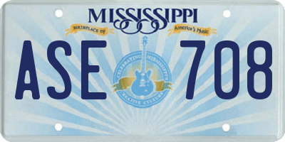 MS license plate ASE708