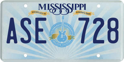 MS license plate ASE728