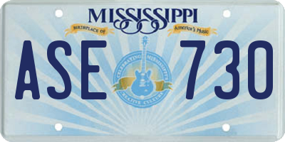 MS license plate ASE730