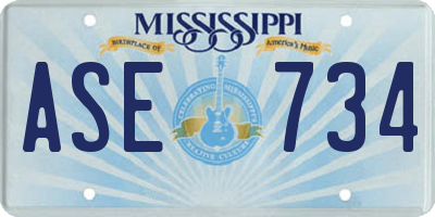 MS license plate ASE734