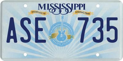 MS license plate ASE735
