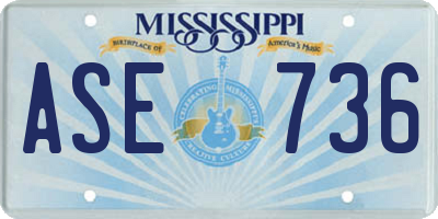 MS license plate ASE736