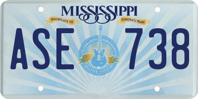 MS license plate ASE738