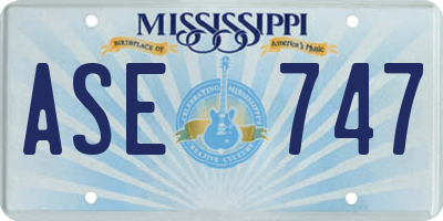 MS license plate ASE747