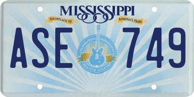 MS license plate ASE749
