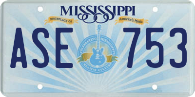 MS license plate ASE753