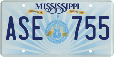 MS license plate ASE755