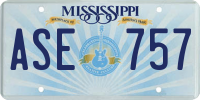 MS license plate ASE757