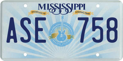 MS license plate ASE758