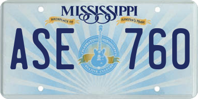 MS license plate ASE760