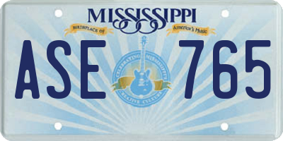MS license plate ASE765