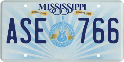 MS license plate ASE766