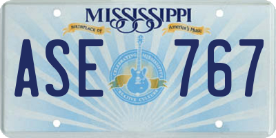 MS license plate ASE767