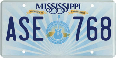 MS license plate ASE768