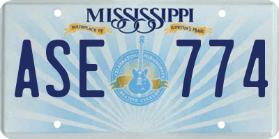 MS license plate ASE774