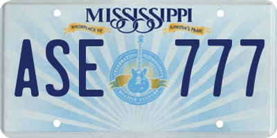 MS license plate ASE777