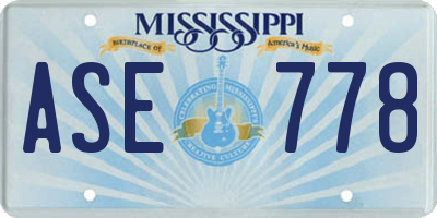 MS license plate ASE778