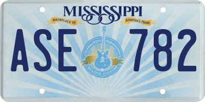 MS license plate ASE782