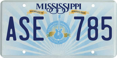 MS license plate ASE785