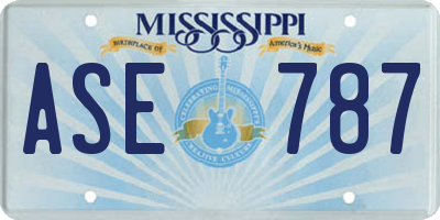 MS license plate ASE787
