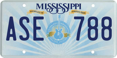 MS license plate ASE788