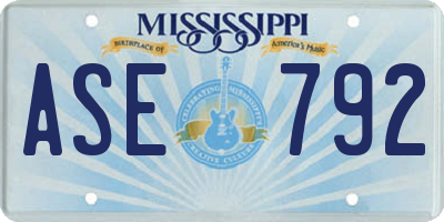 MS license plate ASE792